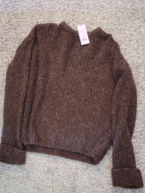 wild fable Sweaters - wild fable Chocolate Brown Fuzzy Crewneck Sweater